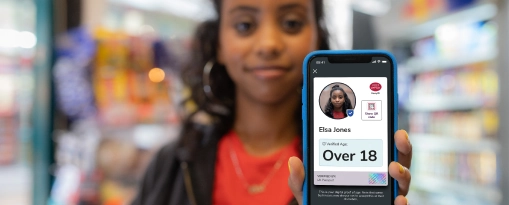 A woman called Elsa Jones showing her name and status as an over 18 on her Post Office Easy ID App