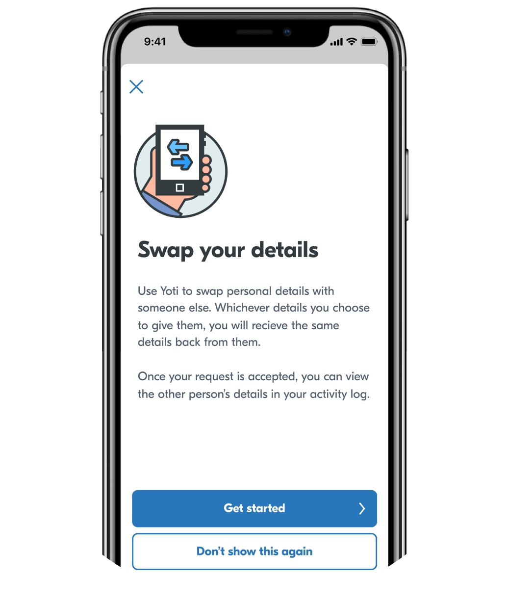 Swap your details feature in a Digital ID connect app